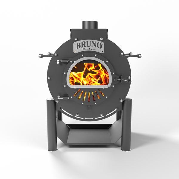 Bruno Techno Holzofen mit Flammen