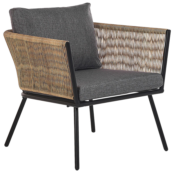 Bistro Set inkl. Kissen GARGANO Polyrattan Hellbraun