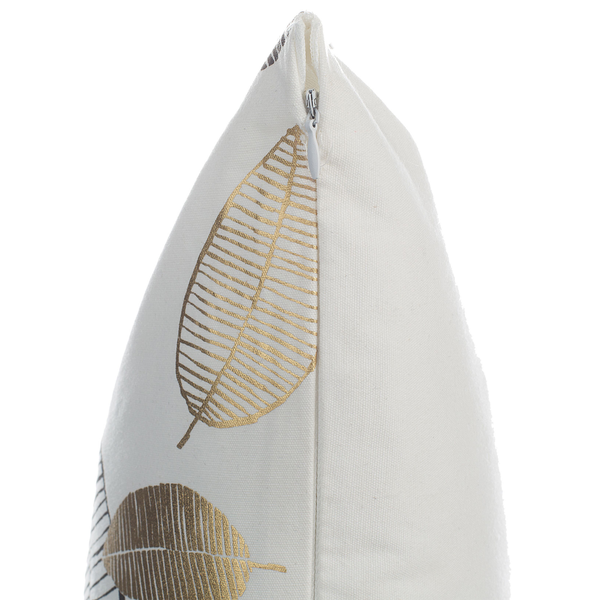 Dekokissen 2er Set LOTUS Baumwolle 45 x 45 cm Gold Weiß Schwarz Pflanzenmuster