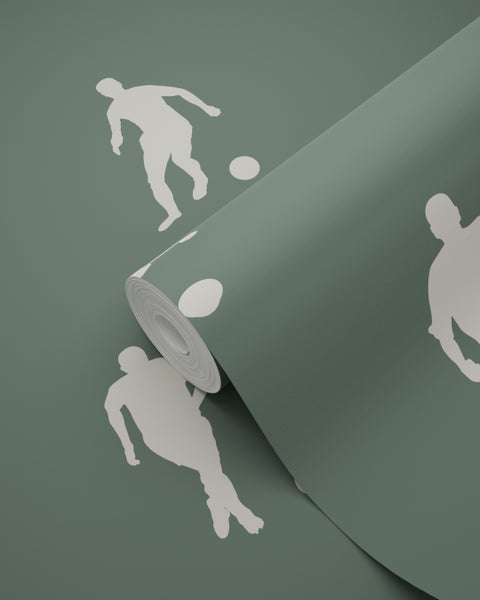ESTAhome Tapete Fußballspieler Dunkelgrün - 53 cm x 10.05 m - 139507