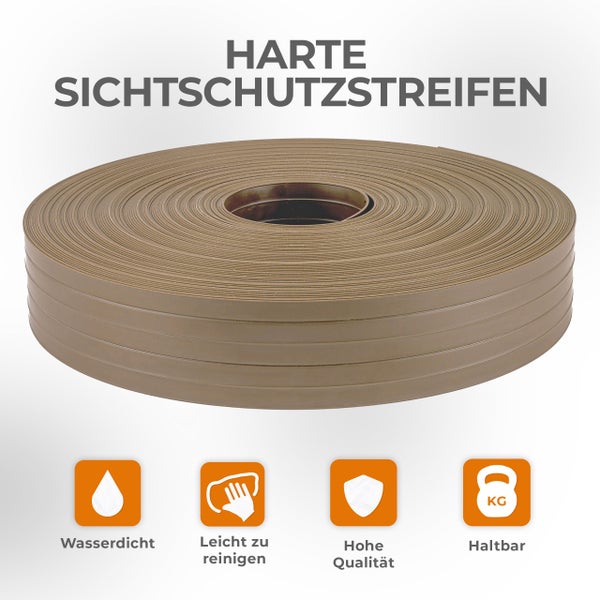 Sichtschutzstreifen Rolle, 50 Meter, inklusive Montageclips
