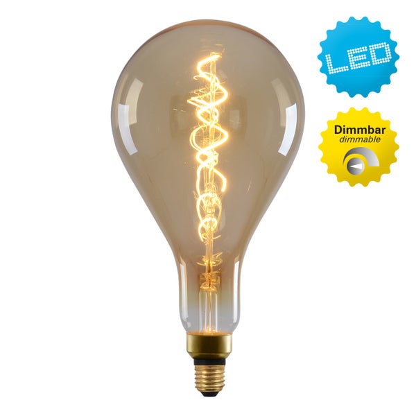 LED Leuchtmittel DILLY MAX, 5 Watt, Glühbirne  aus Metall und Glas, warmweiß, E27-Fassung LED, dekorative LED Lampe ca. 29 cm hoch