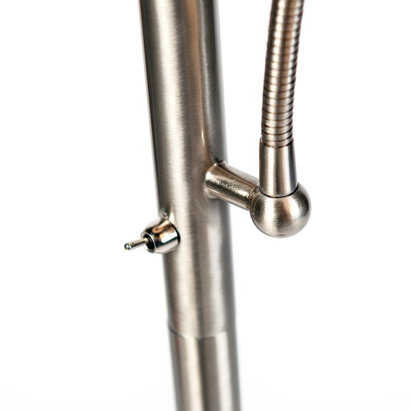 Klassische Stehlampe Stahl mit weißem Schirm und Leselampe - Retro