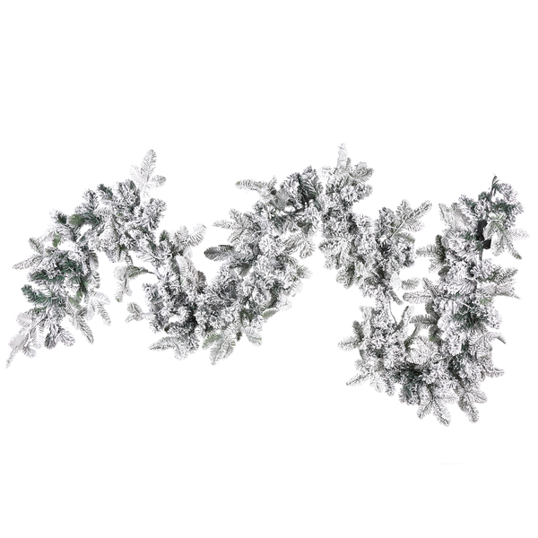 Weihnachtsgirlande weiß mit LED-Beleuchtung Schnee bedeckt 180 cm SUNDO