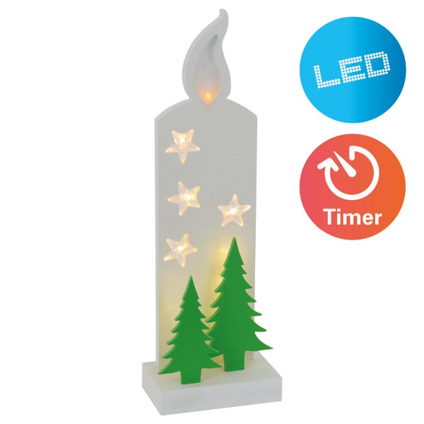 Dekorative LED-Kerze mit Timerfunktion und Sternenmotiv