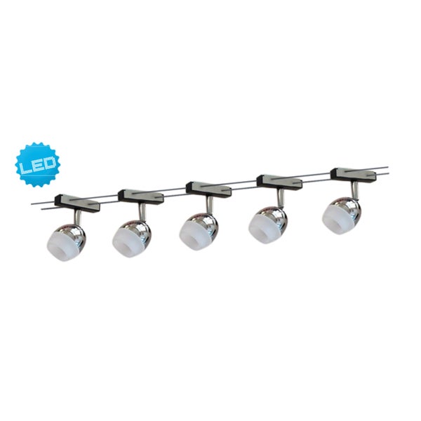 LED Seilsystem TONY mit 5 kugeligen Spots, 500cm lang, inkl. LEDs, warmweiß