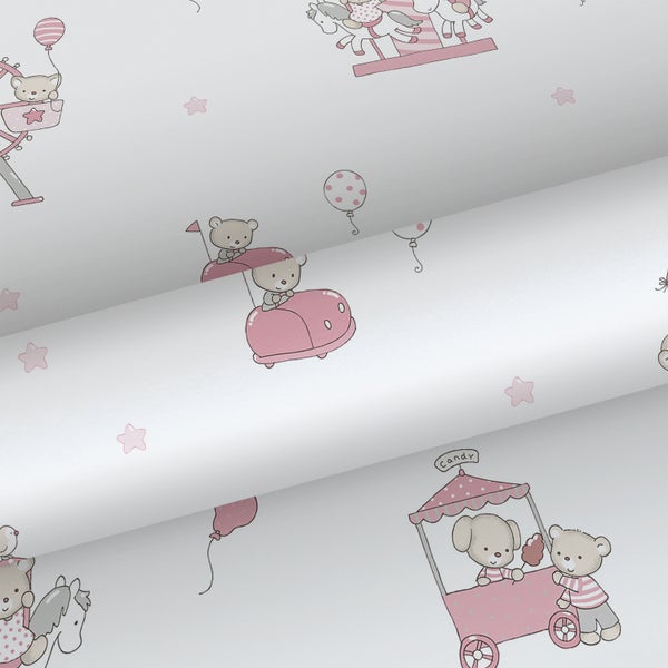 Sanders und Sanders Tapete Tiere Rosa und Weiß - 53 cm x 10 m - 640554