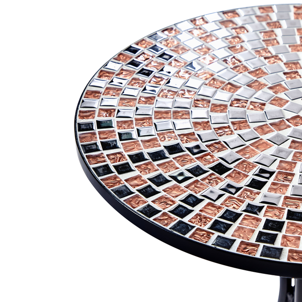 Beistelltisch mit Mosaikplatte und Metallgestell