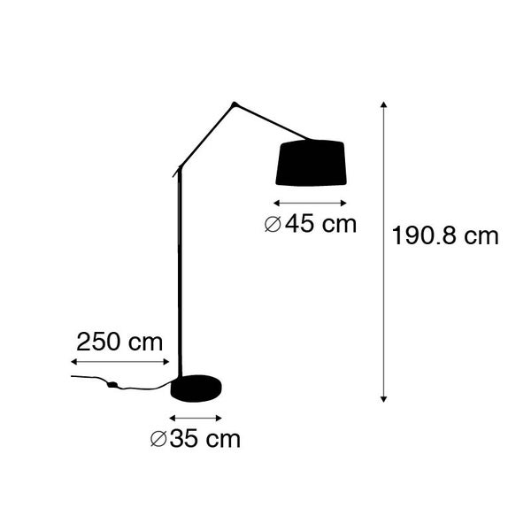 Moderne Stehleuchte Stahl Leinenschirm dunkelgrau 45 cm - Editor