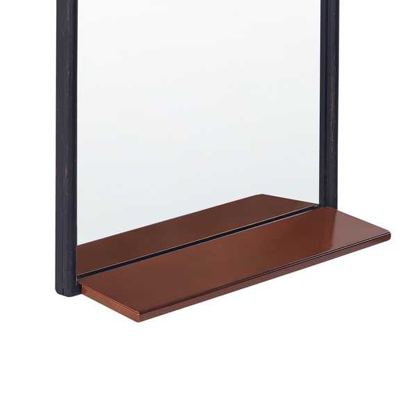 Rechteckiger Spiegel mit Holzrahmen und Ablage