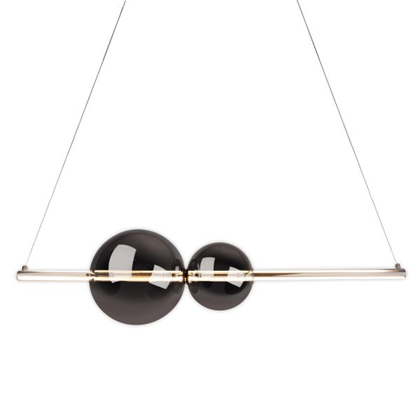 LED Pendelleuchte chrom NOVA aus chromfarbenem Metall, Kunststoff und Rauchglas, mit fest verbauten LEDs, ca. 105 cm lang