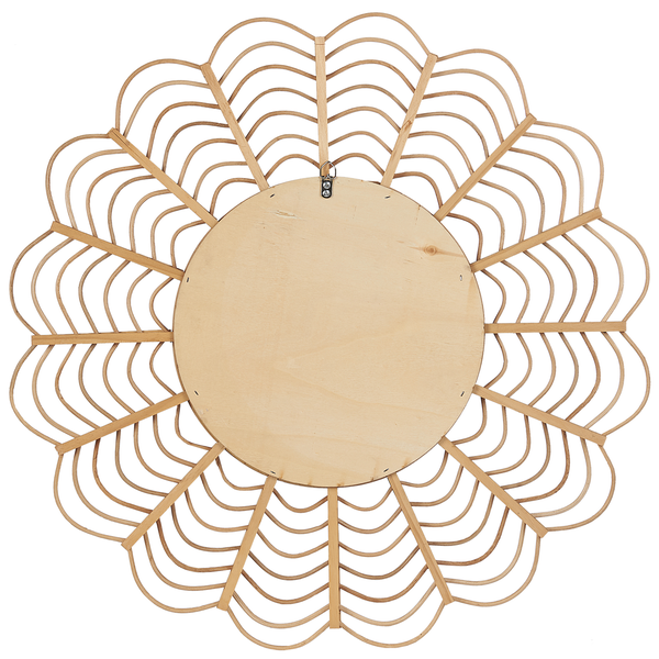Rückseite des Wandspiegels mit Rahmen aus Rattan