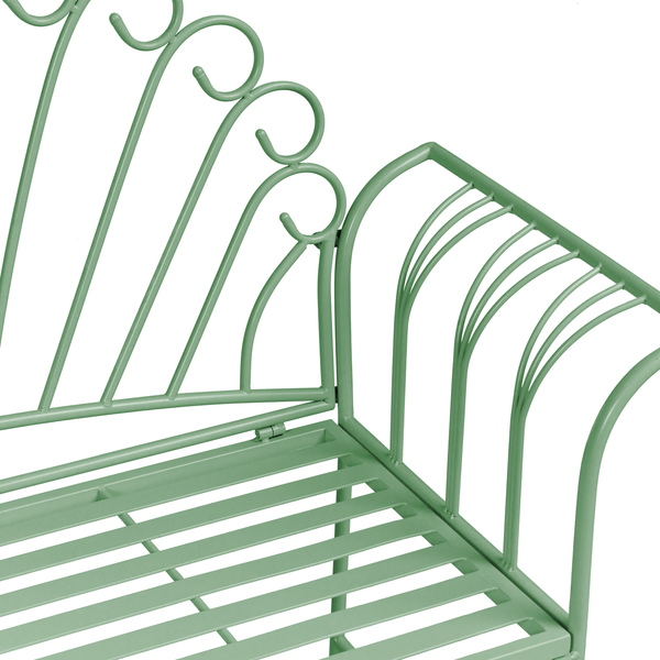 Detailansicht einer Gartenbank aus Metall