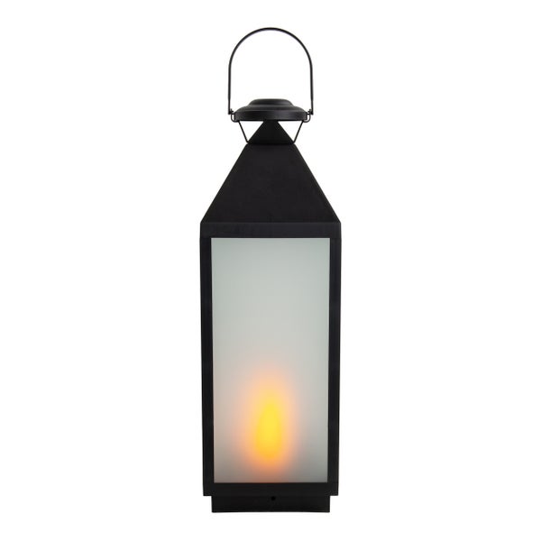 LED Dekoleuchte Laterne DORIS aus Kunststoff und Glas in Schwarz, integrierte LED, für Innen