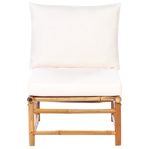 Garten Ecksofa mit Tisch 5-Sitzer CERRETO linksseitig Bambusholz Cremeweiß