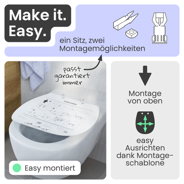 Informationen zur einfachen Montage eines WC-Sitzes
