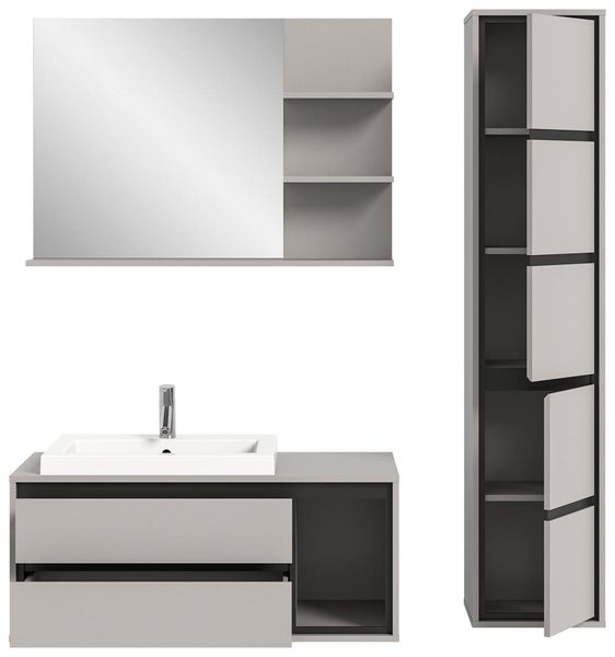 Jaru Badmöbelset 150cm grau,schwarz. 150 X 48 X 200 cm