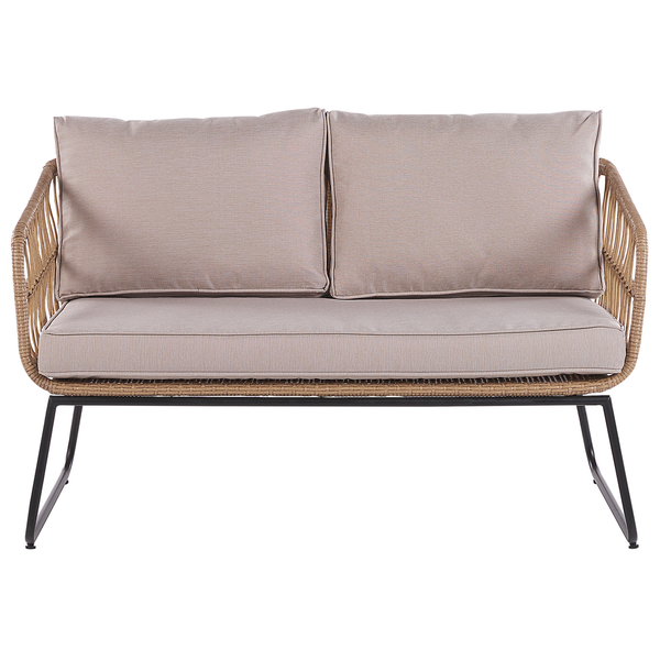 Lounge Set mit Tisch 4-Sitzer RAVELLO Polyrattan Naturfarben