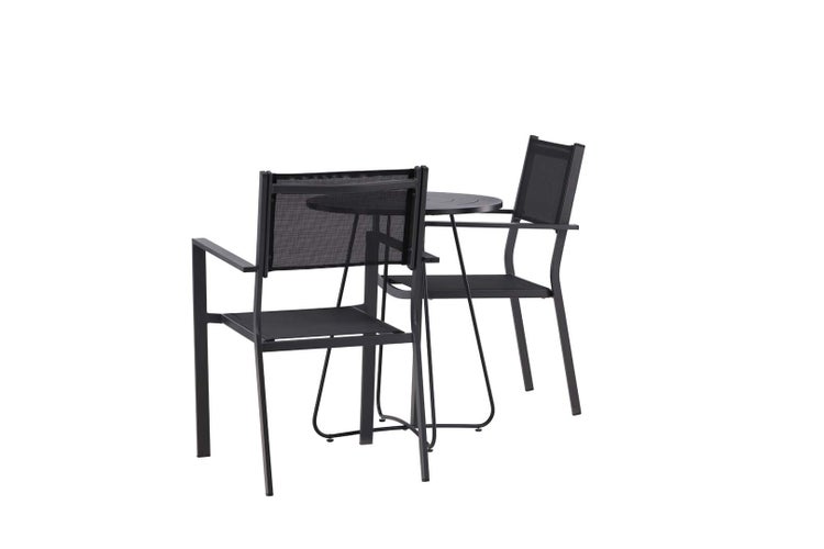 Bacong Gartenset Tisch, 2 Stühle  schwarz. 60 X 60 X 67 cm
