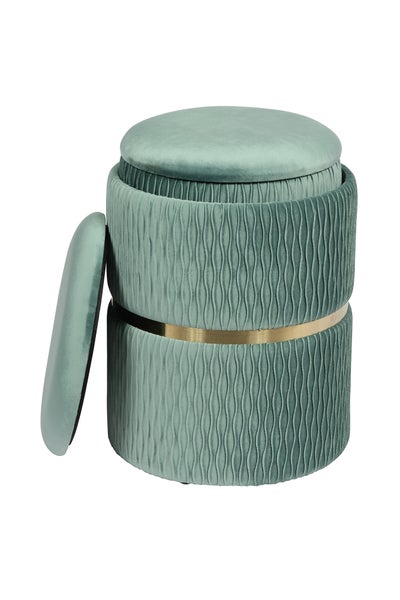 Hocker, 2er-Set stapelbar, mit Stauraum, Edelstahlsockel Mint Rund Ø 31,5 / 36 cm