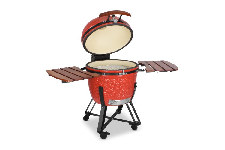 Kamado SE-26 Grill Rot 66 cm Grilldurchmesser BBQ Keramik Holzkohlegrill Grill mit Holzkohle