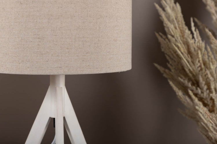 Kona Beleuchtung Tischlampe 25x18x50,5cm stof beige, weiß. 18 X 25 X 51 cm