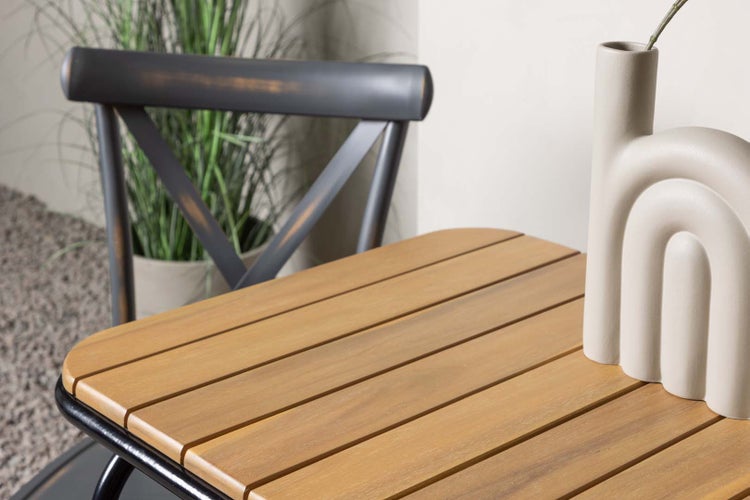 Holmbeck Gartenset Tisch, 2 Stühle  natur,dunkel grau. 88 X 70 X 74 cm
