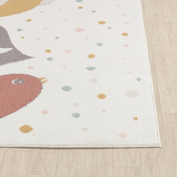 Teppich für Kinder Vögel Gelb/Blau/Braun 120x170 cm PIOUPIOU