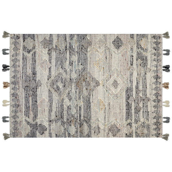 Teppich ARATASHEN Grau 160 x 230 cm Wolle Kelim