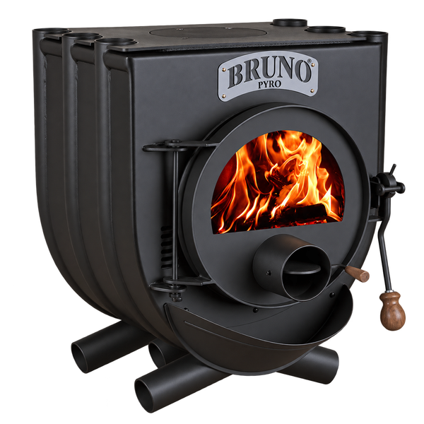 Bruno Pyro Kaminofen mit Sichtfenster und Holzfeuer