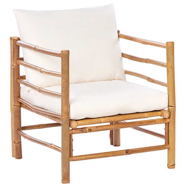 Lounge Set mit Tisch 6-Sitzer CERRETO Bambusholz Cremeweiß