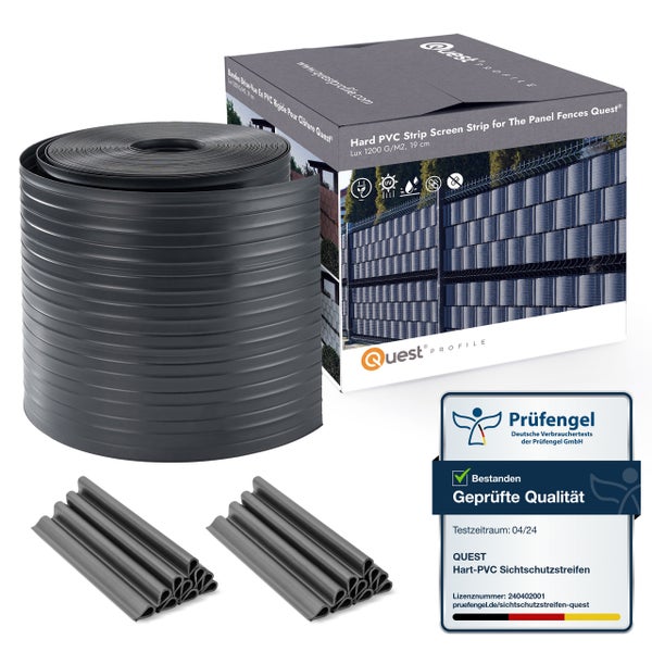 Quest Hart-PVC Sichtschutzstreifen Rolle mit Verpackung und Prüfzeichen