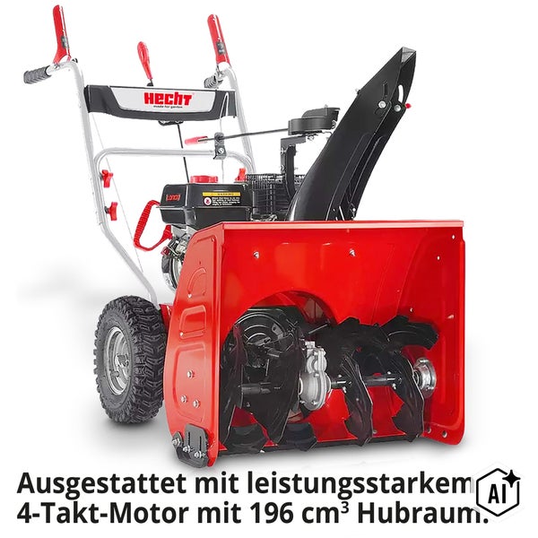 Hecht Schneefräse mit 196 Kubikzentimeter 4 Takt Motor und Auswurfkanal