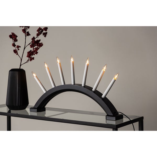 Kebnekaise Adventsleuchter elektrisch 7 Lichter schwarz. 55 X 8 X 34 cm