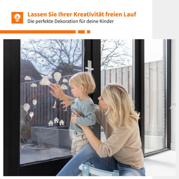 Simple Fix Fensterfolie - 60 x 300 cm - Sichtschutzfolie Fenster Folie, Isolierfolie - Fensterfolie Blickdicht Selbsthaftend - Regenbogen