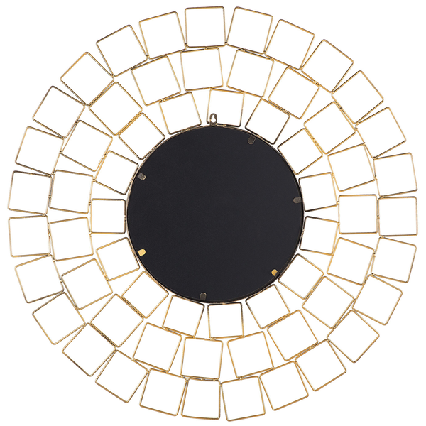 Runder Spiegel mit dekorativem Rahmen aus quadratischen Metallelementen