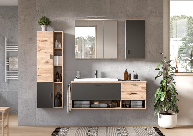 Xonox.home Spiegelschrank Grado 75 x 20 x 80 cm nox oak 3-türig