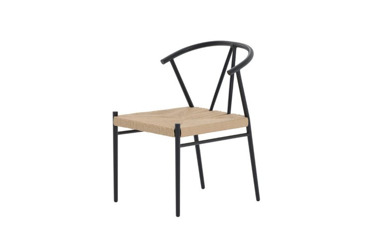 Stuhl mit Sitzfläche aus Seil und Metallgestell