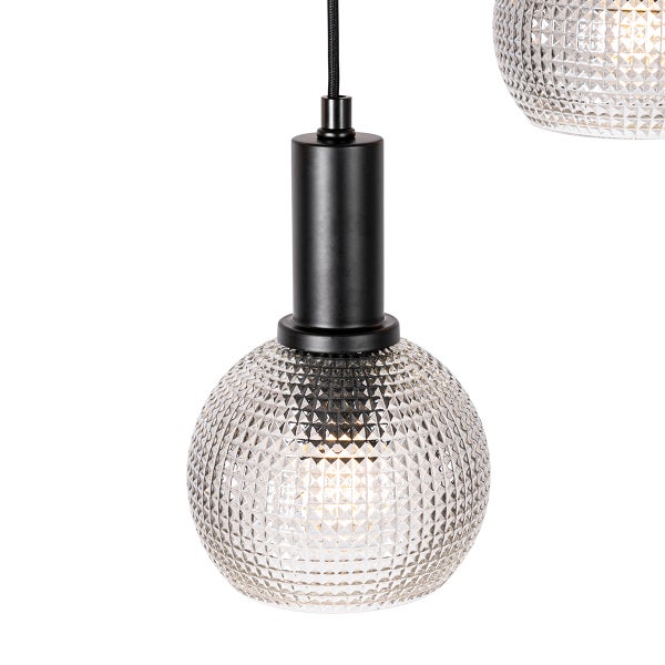 Design-Hängelampe schwarz mit Rauchglas 8-flammig - Chico