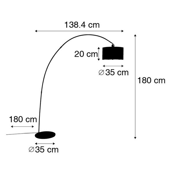QAZQA - Modern Smarte moderne Bogenlampe schwarz inkl. WiFi G95 - Vinossa I Wohnzimmer I Schlafzimmer - Stahl Länglich - LED geeignet E27
