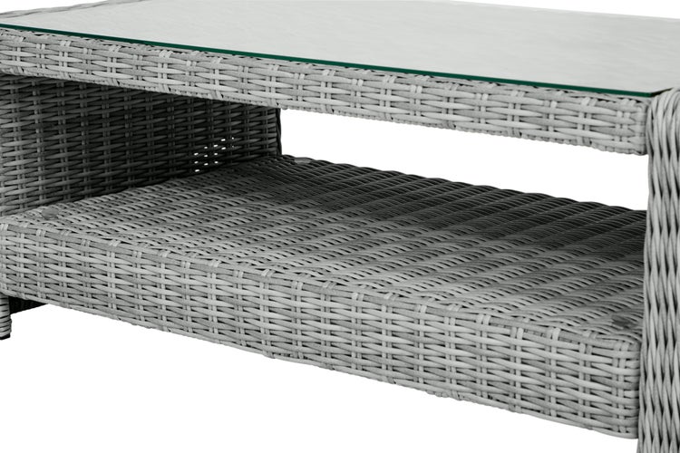 Vinor Couchtisch Garten mit Glasplatte, sand. 111 X 56 X 41 cm