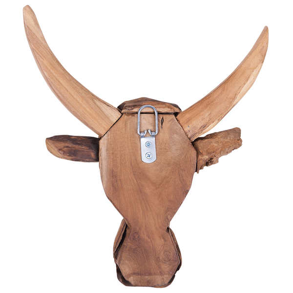 Wandfigur Stier BULL HEAD Teakholz 34 cm Braun