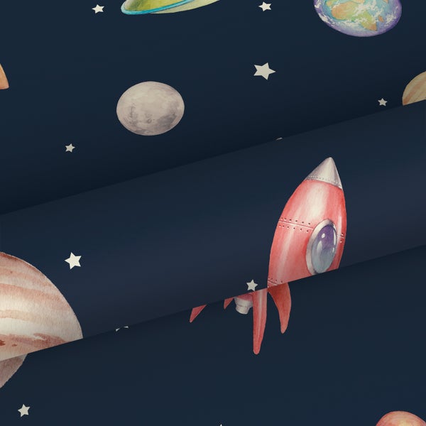 Sanders und Sanders Tapete Weltraum Dunkelblau, Grün und Rot - 53 cm x 10.05 m - 935347