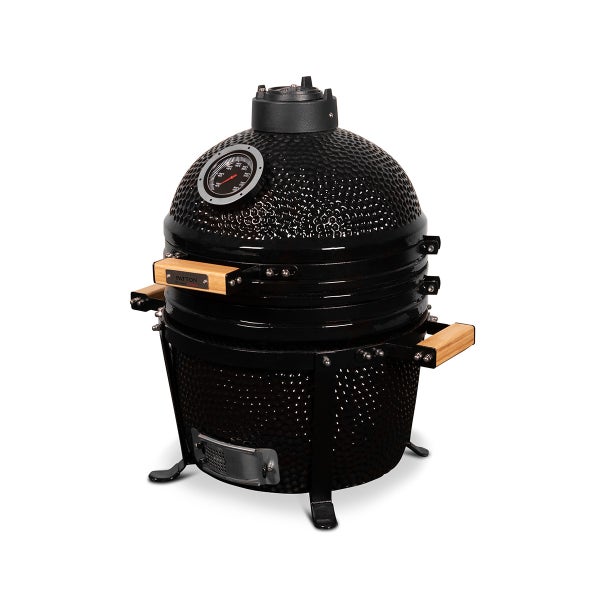 Keramikgrill mit Thermometer und Holzgriffen