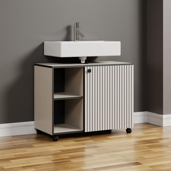 Waschtischunterschrank mit Waschbecken und Regalen für das Badezimmer