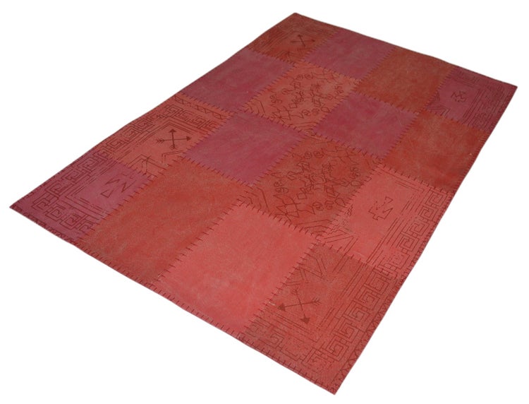 Kurzflor Teppich Rune Multi / Rot Patchwork, Retro 120 x 170 cm