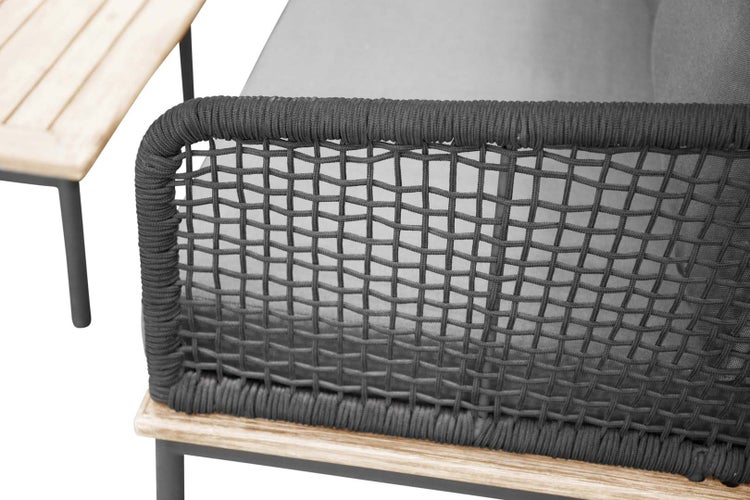 Andorra Lounge-Set 2 Teile schwarz,natur. 60 X 90 X 27 cm