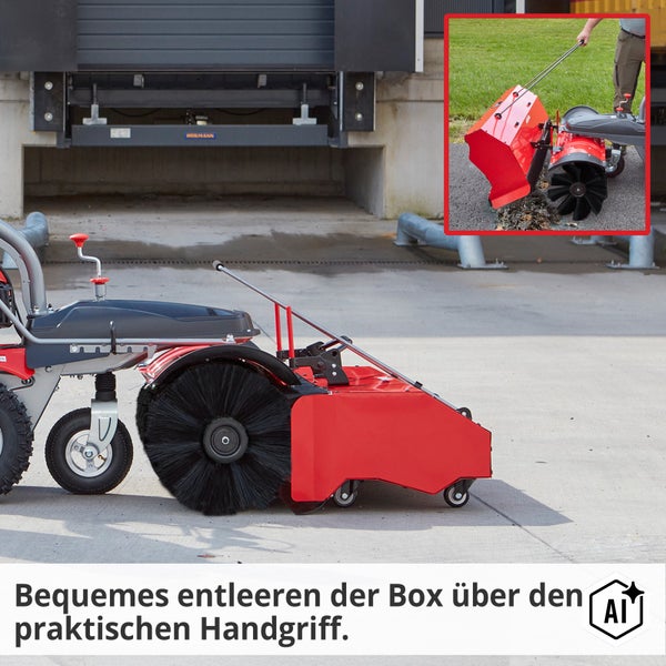 Kehrgutbehälter für Kehrmaschine mit praktischem Handgriff zur bequemen Entleerung