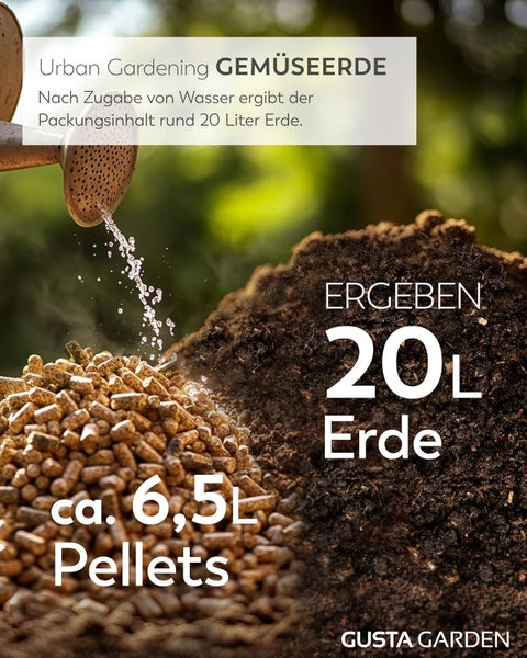 Gemüseerde und Pellets für Urban Gardening
