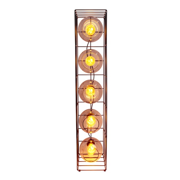 Glas-Stehleuchte CESTA Stehlampe aus schwarzem Metalldraht und getöntem Glas, mit E27-Fassung, 95 cm hoch, für Esszimmer, Wohnzimmer, Diele oder Büro,
